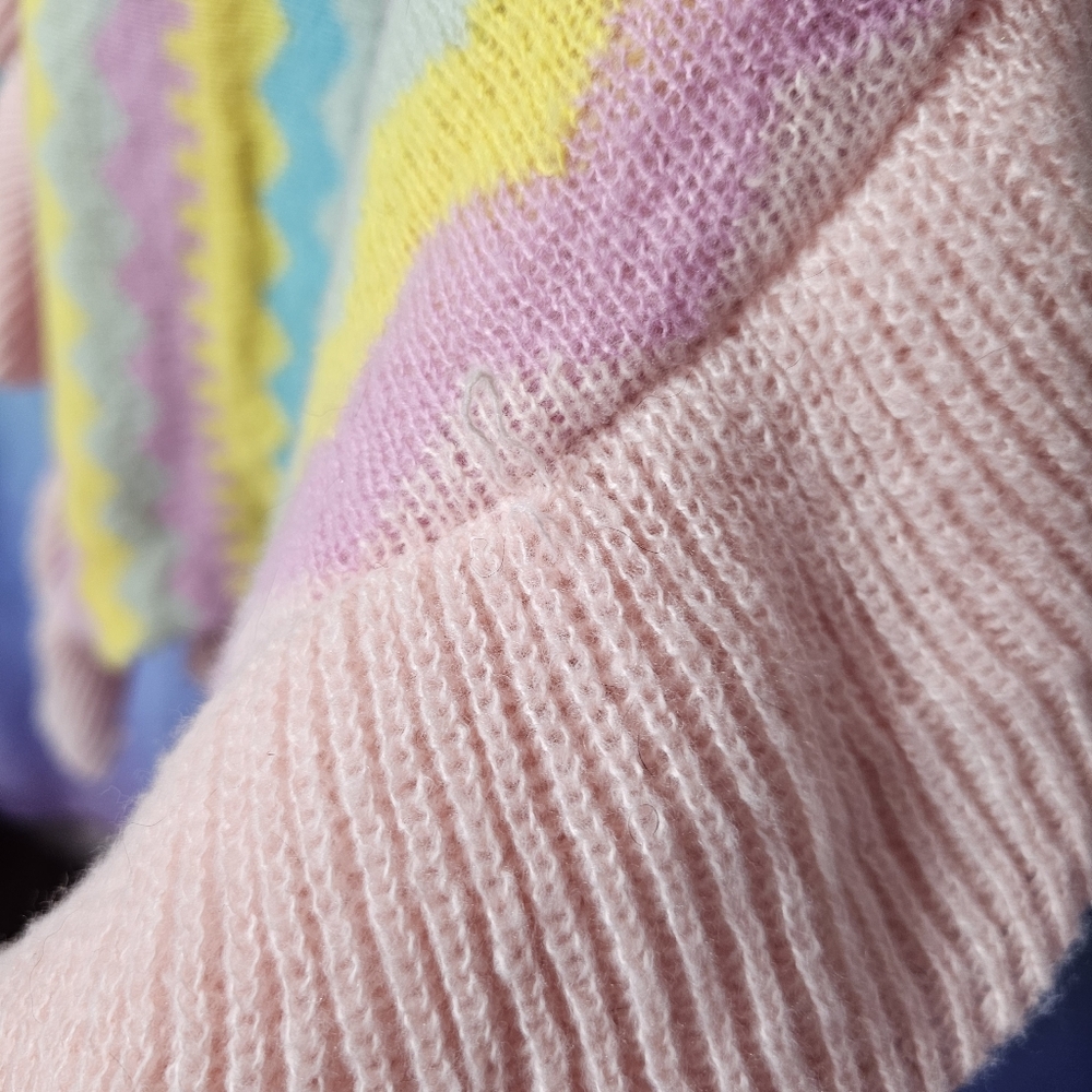 Pastel Rainbow Kawaii Fairy Kei Frilly Open Front Longlike Cardigan Sweater - Picture 5 of 7